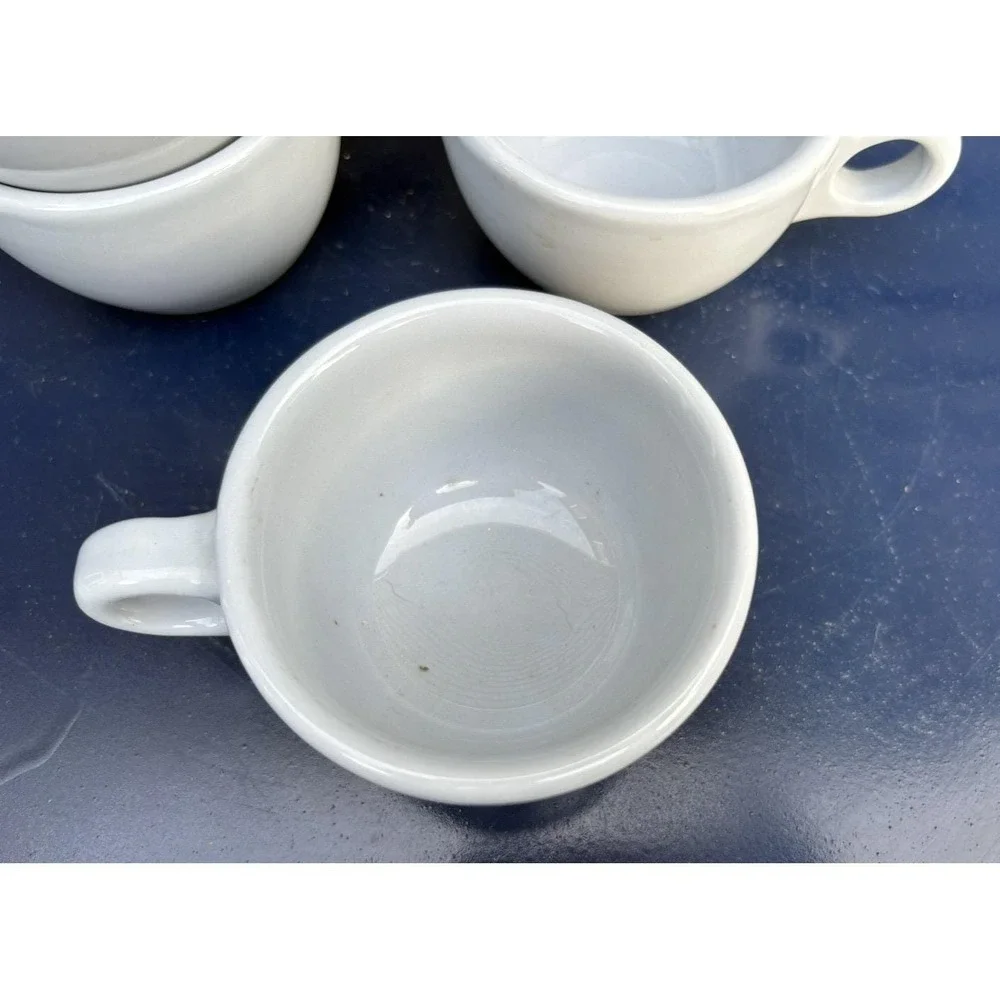 Vintage heavy duty dinerware Buffalo china tea coffee cups pale blue set of 4